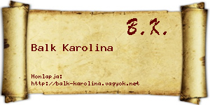 Balk Karolina névjegykártya